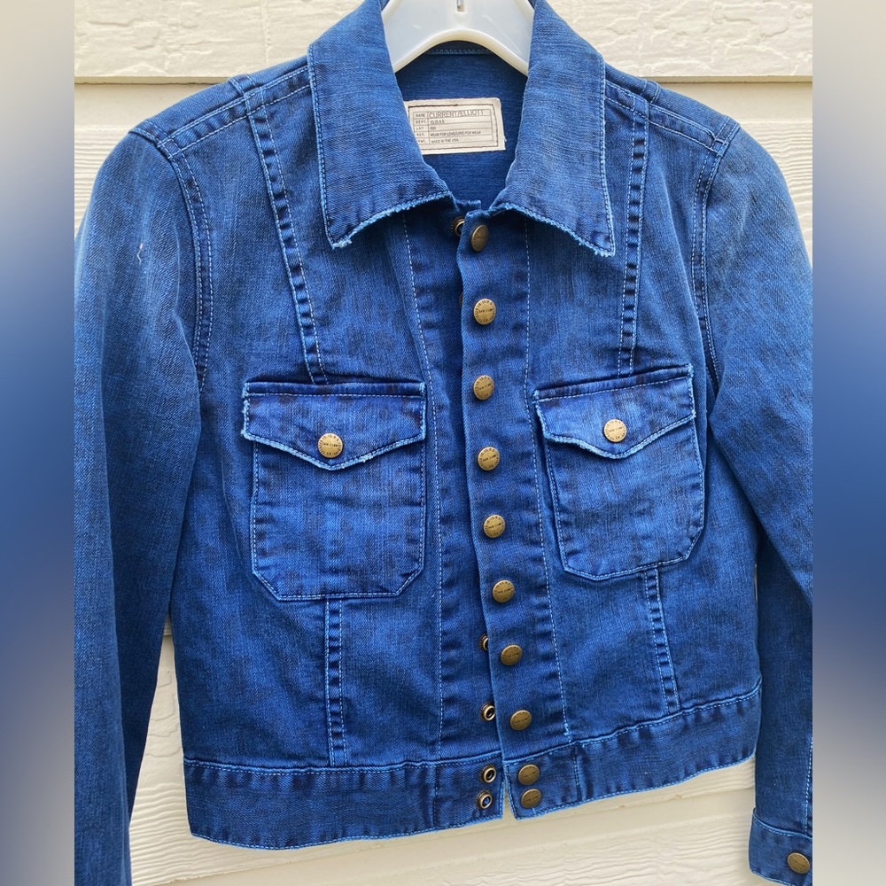 Current/Elliott Subtle Leopard Print Denim Jacket… - image 7